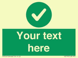 Custom green background, green circle with tick